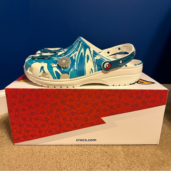 Crocs x Pokemon Snorlax Classic Clogs Size M9/W11 Blue White Comfort Shoes NEW!